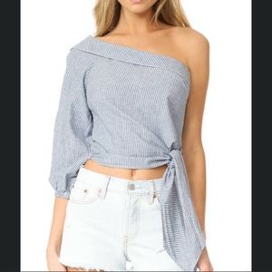 Striped free people one shoulder top